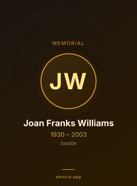 Memorial portrait of Joan Franks Williams