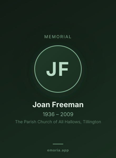 Memorial portrait of Joan Freeman
