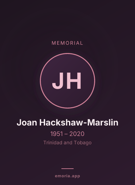Memorial portrait of Joan Hackshaw-Marslin