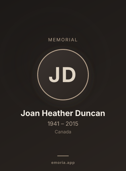 Memorial portrait of Joan Heather Duncan