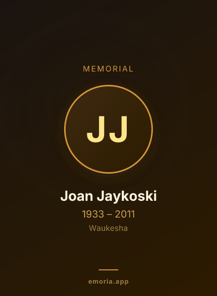 Memorial portrait of Joan Jaykoski