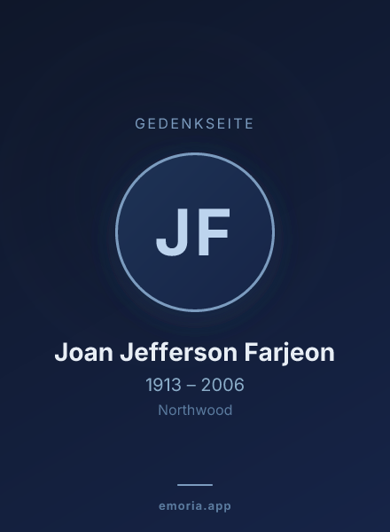 Gedenkportrait von Joan Jefferson Farjeon