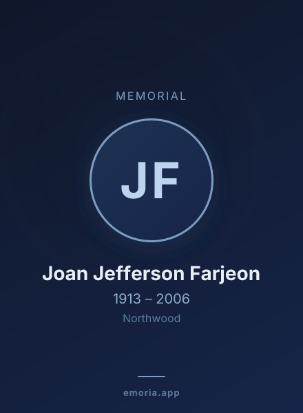Memorial portrait of Joan Jefferson Farjeon