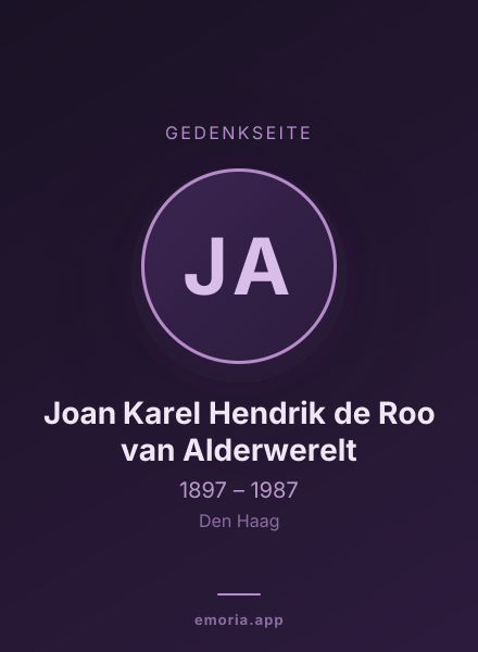Gedenkportrait von Joan Karel Hendrik de Roo van Alderwerelt