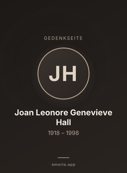 Gedenkportrait von Joan Leonore Genevieve Hall
