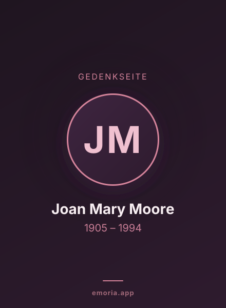 Gedenkportrait von Joan Mary Moore