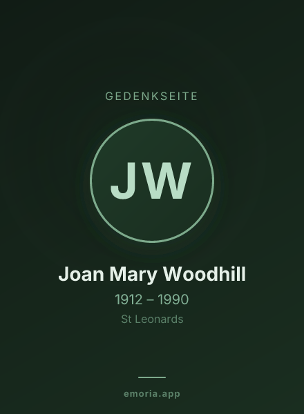 Gedenkportrait von Joan Mary Woodhill