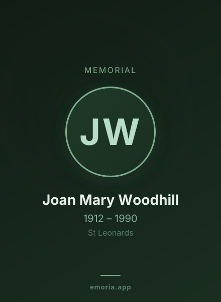 Memorial portrait of Joan Mary Woodhill