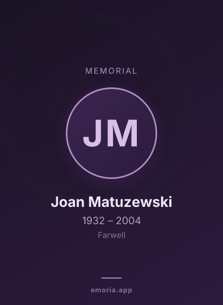 Memorial portrait of Joan Matuzewski
