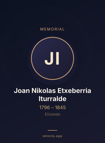 Memorial portrait of Joan Nikolas Etxeberria Iturralde