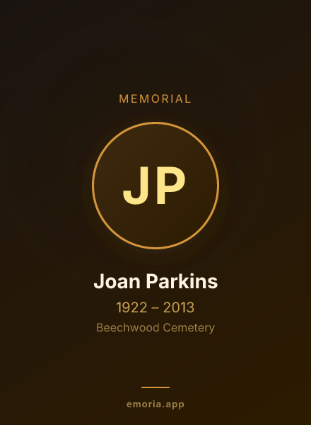 Memorial portrait of Joan Parkins