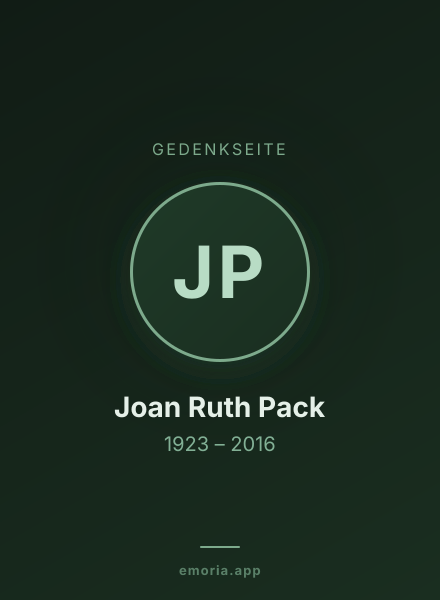 Gedenkportrait von Joan Ruth Pack