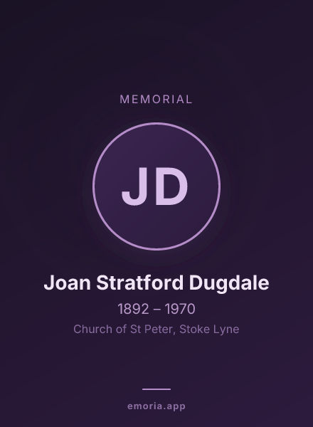 Memorial portrait of Joan Stratford Dugdale