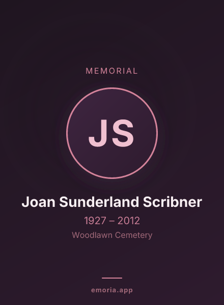 Memorial portrait of Joan Sunderland Scribner