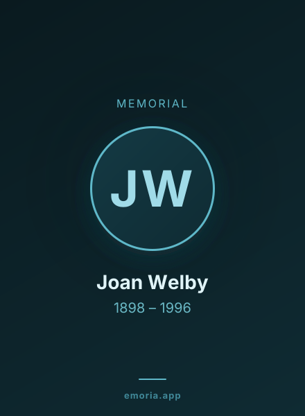 Memorial portrait of Joan Welby
