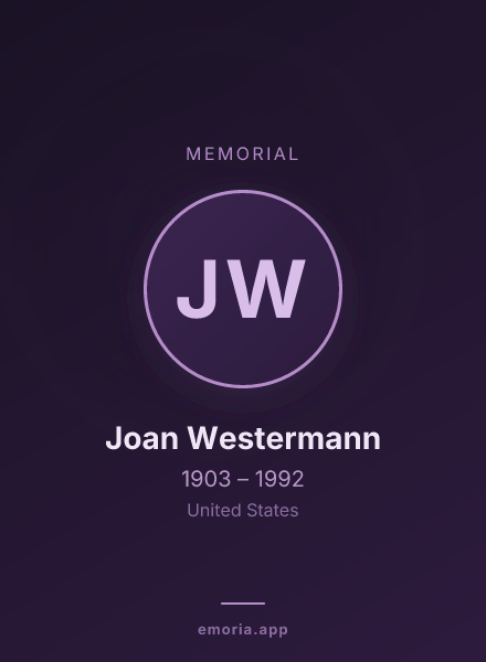 Memorial portrait of Joan Westermann