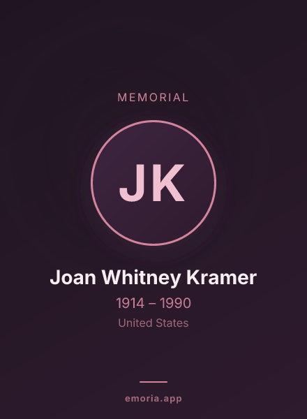 Memorial portrait of Joan Whitney Kramer