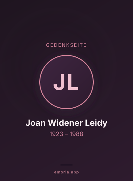 Gedenkportrait von Joan Widener Leidy