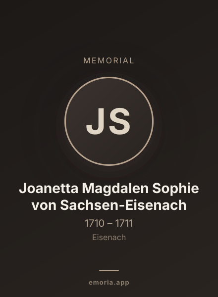 Memorial portrait of Joanetta Magdalen Sophie von Sachsen-Eisenach