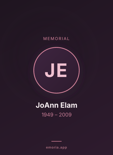 Memorial portrait of JoAnn Elam