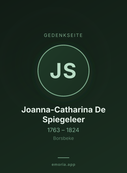 Gedenkportrait von Joanna-Catharina De Spiegeleer