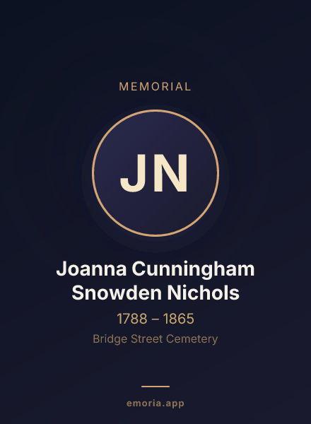 Memorial portrait of Joanna Cunningham Snowden Nichols