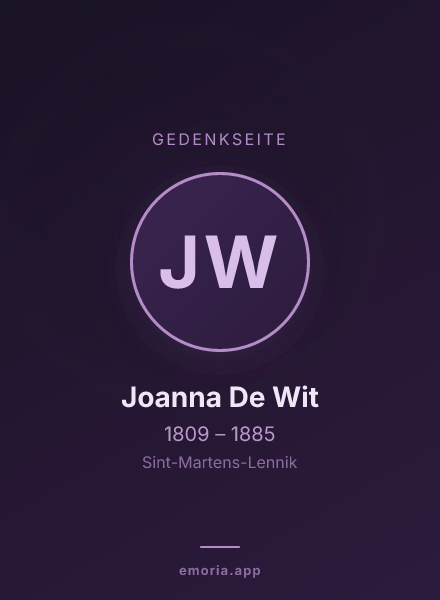 Gedenkportrait von Joanna De Wit