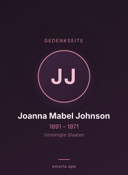 Gedenkportrait von Joanna Mabel Johnson