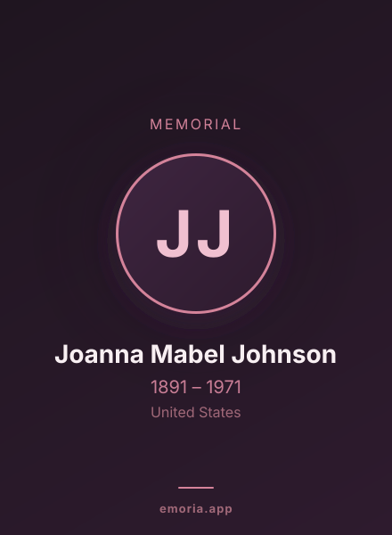 Memorial portrait of Joanna Mabel Johnson