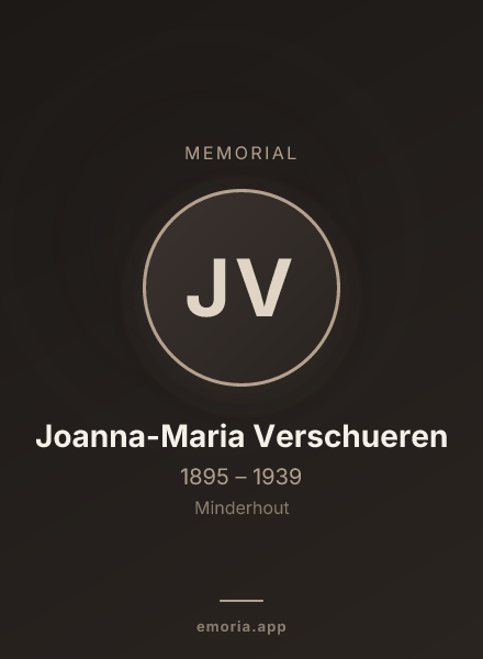 Memorial portrait of Joanna-Maria Verschueren