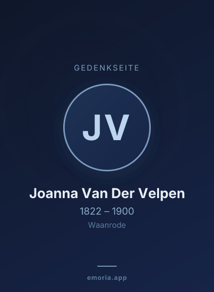 Gedenkportrait von Joanna Van Der Velpen