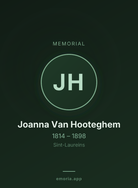Memorial portrait of Joanna Van Hooteghem