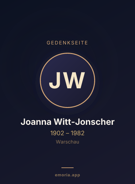 Gedenkportrait von Joanna Witt-Jonscher