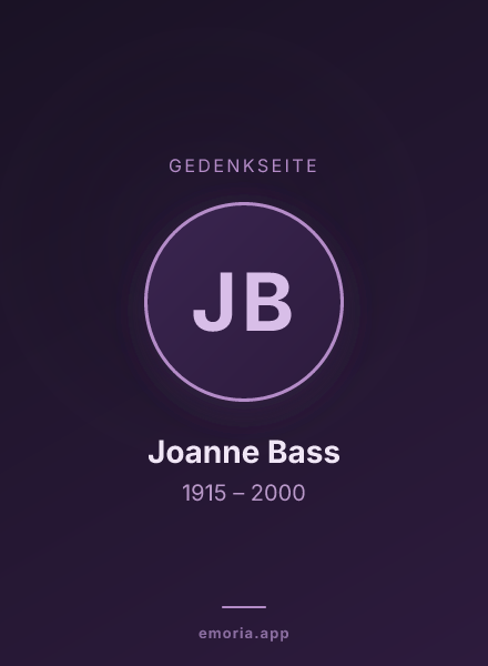 Gedenkportrait von Joanne Bass