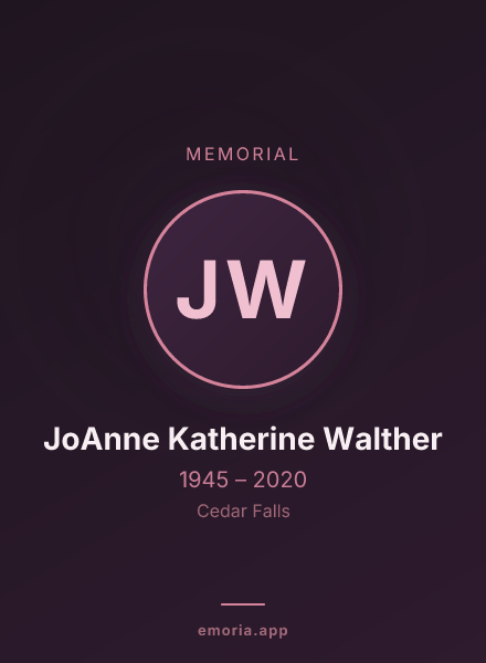 Memorial portrait of JoAnne Katherine Walther