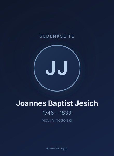 Gedenkportrait von Joannes Baptist Jesich