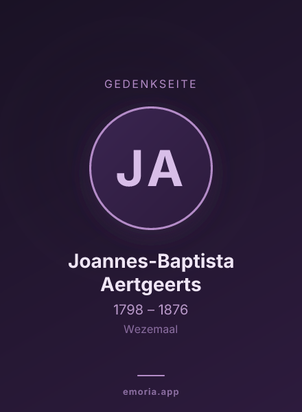 Gedenkportrait von Joannes-Baptista Aertgeerts
