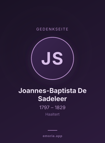 Gedenkportrait von Joannes-Baptista De Sadeleer