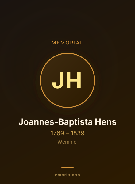 Memorial portrait of Joannes-Baptista Hens