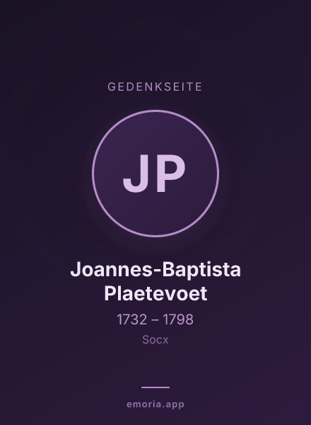 Gedenkportrait von Joannes-Baptista Plaetevoet