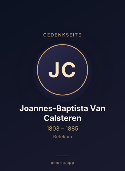 Gedenkportrait von Joannes-Baptista Van Calsteren