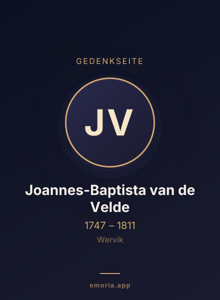 Gedenkportrait von Joannes-Baptista van de Velde