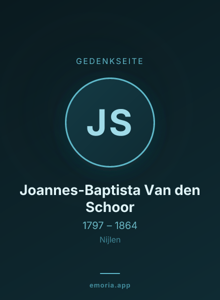 Gedenkportrait von Joannes-Baptista Van den Schoor