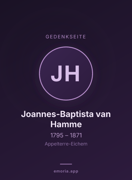 Gedenkportrait von Joannes-Baptista van Hamme