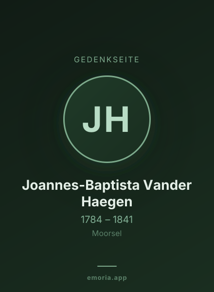 Gedenkportrait von Joannes-Baptista Vander Haegen