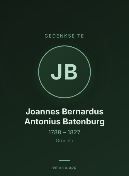 Gedenkportrait von Joannes Bernardus Antonius Batenburg
