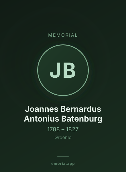 Memorial portrait of Joannes Bernardus Antonius Batenburg