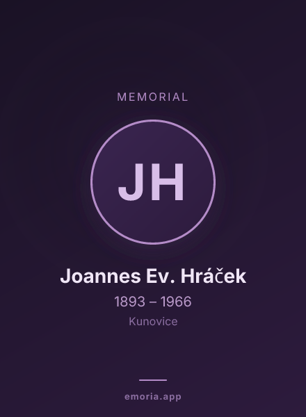 Memorial portrait of Joannes Ev. Hráček
