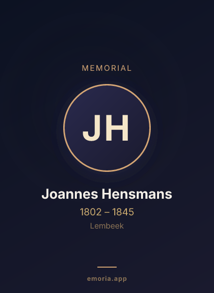 Memorial portrait of Joannes Hensmans