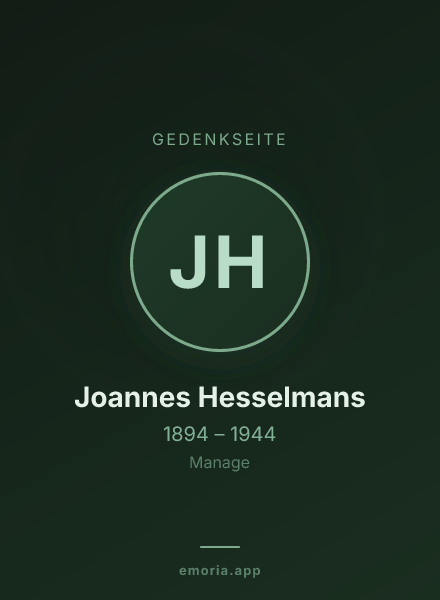 Gedenkportrait von Joannes Hesselmans